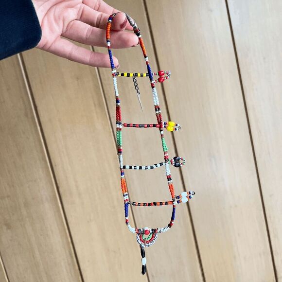 Vintage Maasai Beaded Ladder Earring – Kenyan Tribal Jewelry with Unique Story - Picture 9 of 10